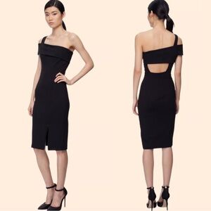 Nicholas Black Ponte Off the Shoulder Band Dress Size 2 in Black Cocktail Gown